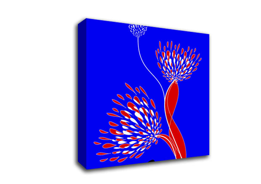 Flower Doves Blue On Red Canvas Wall Art
