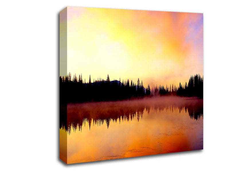 Lake Fog Tree Reflection Canvas Wall Art