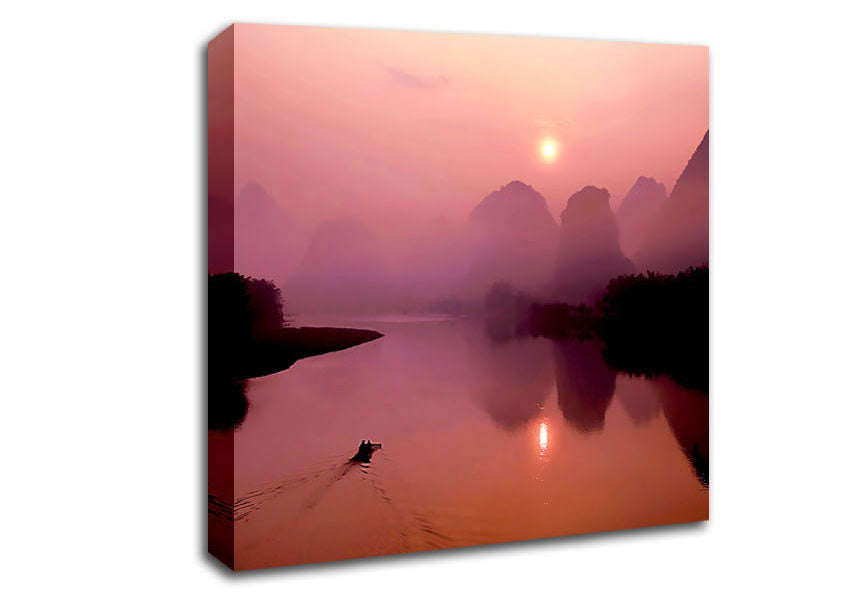 Peach Paradise Lake Canvas Wall Art