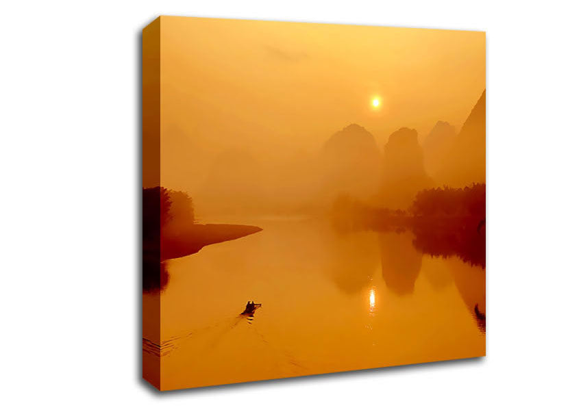 Golden Paradise Lake Canvas Wall Art