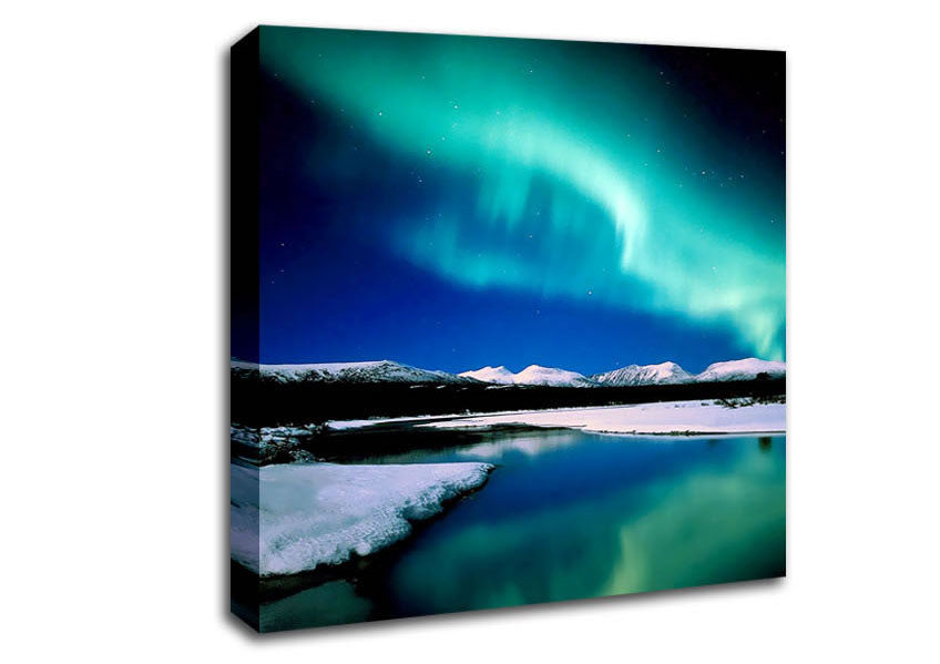 Northern Lights Lake View Canvas Wall Art