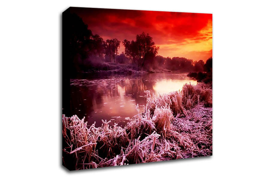 Winter By The Lake Canvas Wall Art