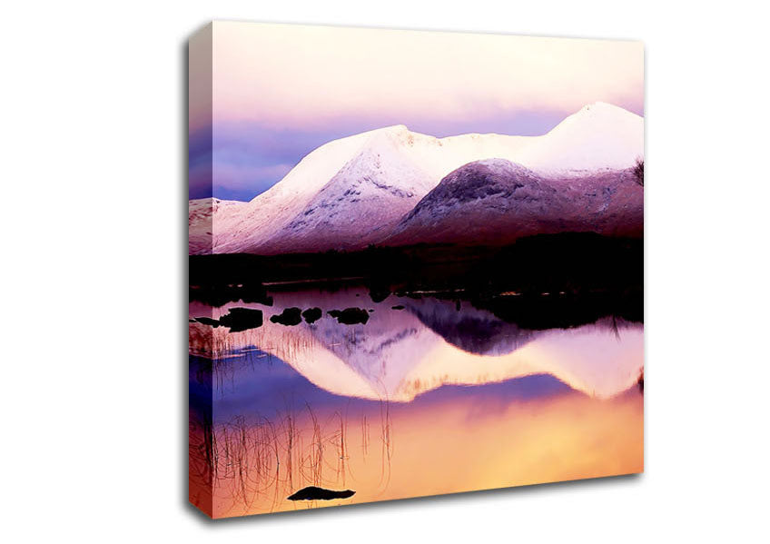 Tranquil Mountain Snow Reflections Canvas Wall Art