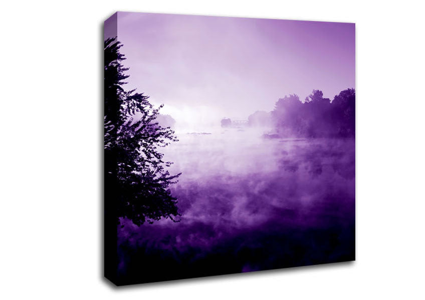 Purple Misty Lake Canvas Wall Art