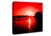 Red Ocean Sun Blaze Canvas Wall Art