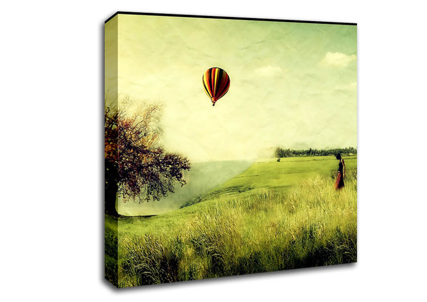 Hot Air Balloon Ride In The Countryside Canvas Wall Art