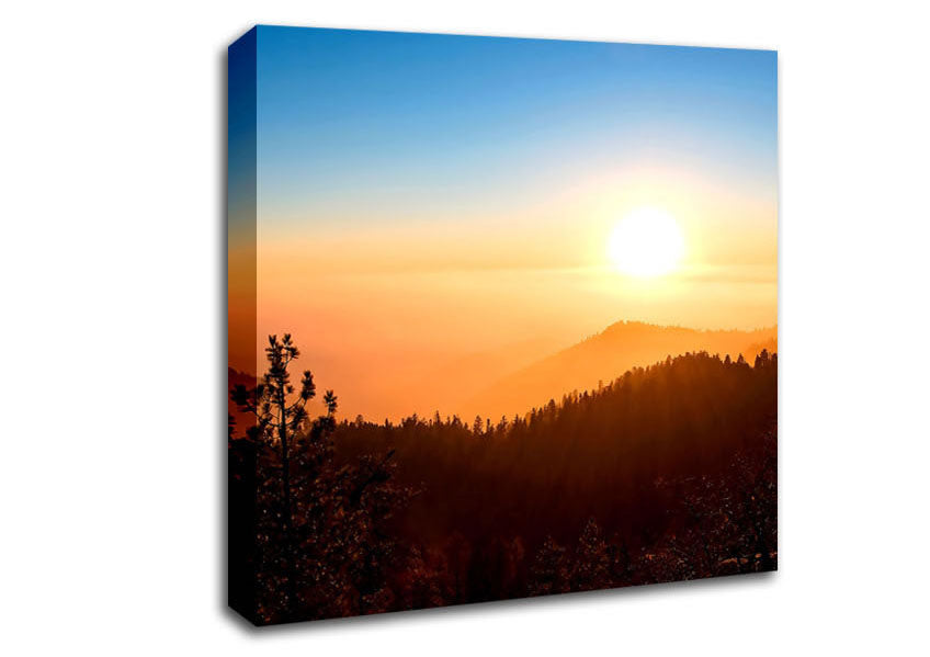 Foggy Sunset Canvas Wall Art