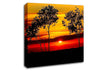 Red Sunrise Through The Trees Canvas Wall Art