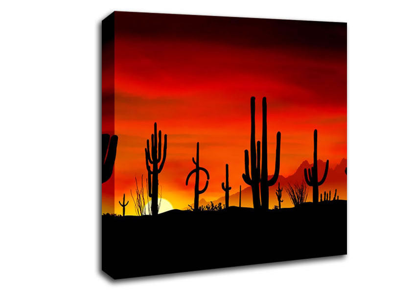 Cactus Sunset Beauty Canvas Wall Art