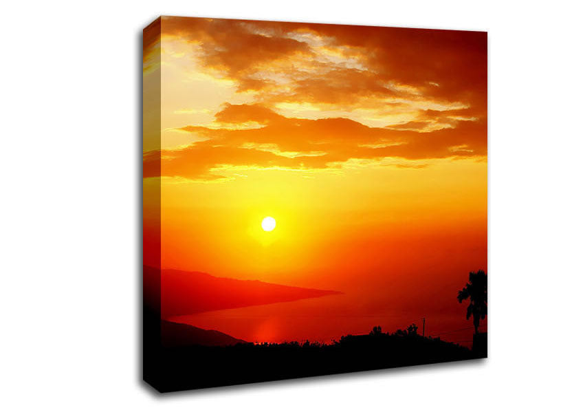 Morning Orange Sun Over The Ocean Canvas Wall Art