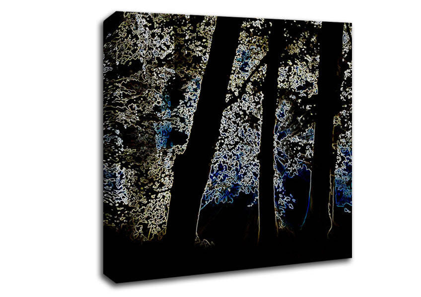 Neon Forrest At Night Canvas Wall Art