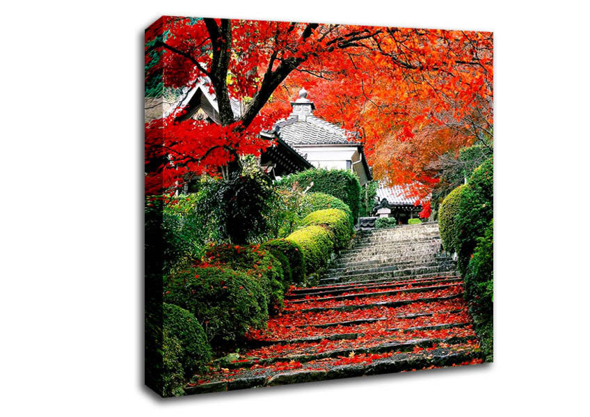 Red Autumn Garden Canvas Wall Art