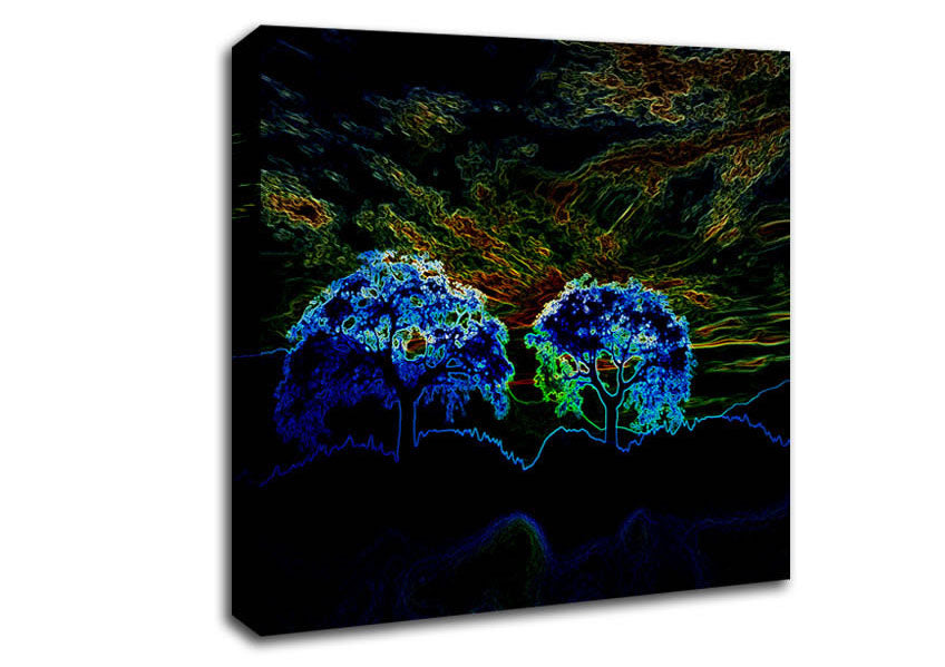 Abstract Neon Landscape 02 Canvas Wall Art