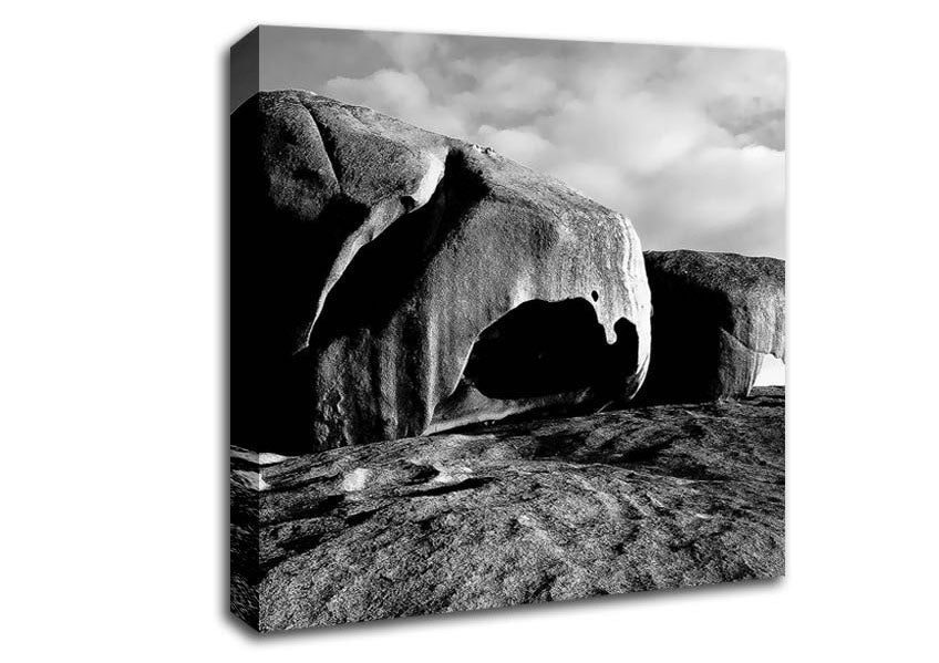 Boulders On Top Of The World B n W Canvas Wall Art