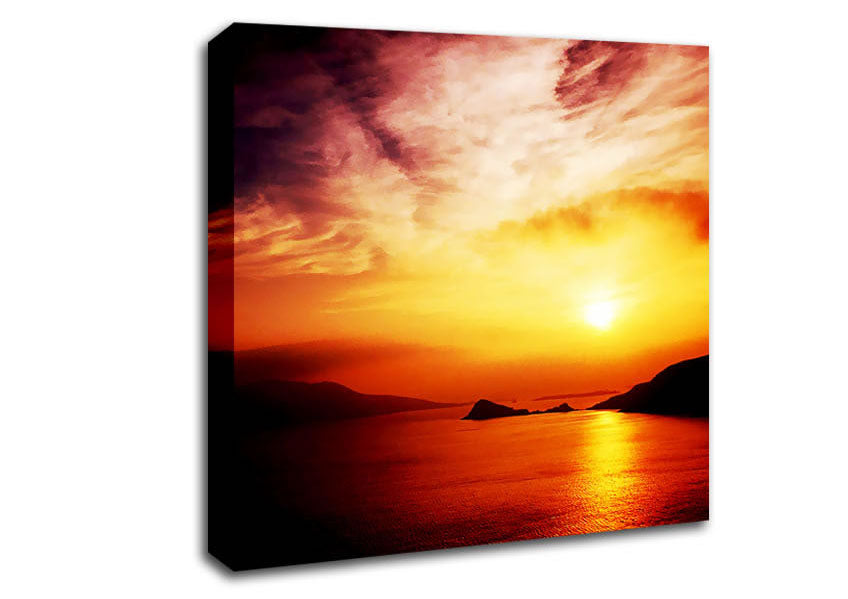 Blazing Sun Cloud Ocean Canvas Wall Art