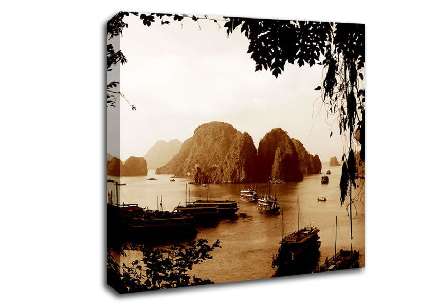 Paradise Beyond Sepia Canvas Wall Art