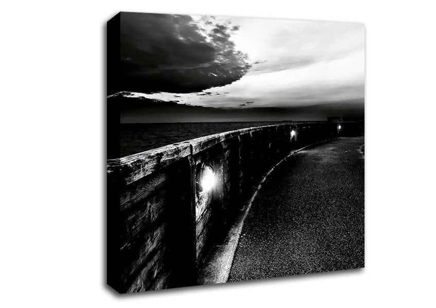 The Never Ending Pier B n W Canvas Wall Art