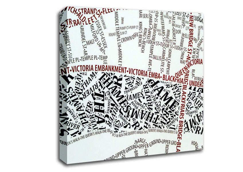 London River Thames Map Canvas Wall Art