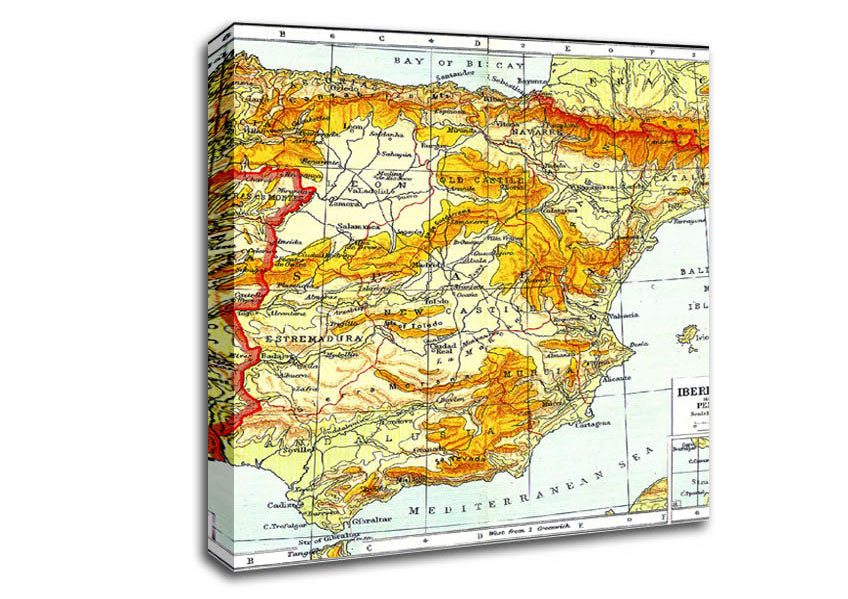 Map Of Spain Canvas Wall Art