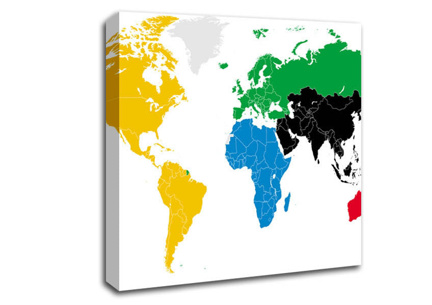 Colours Of The World Map Canvas Wall Art