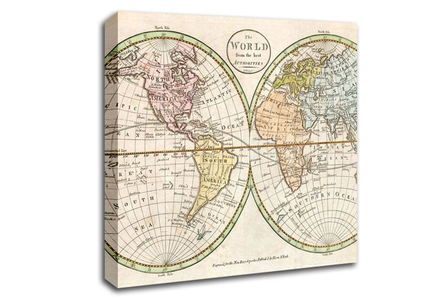 Map Of The World Pre American Map Canvas Wall Art