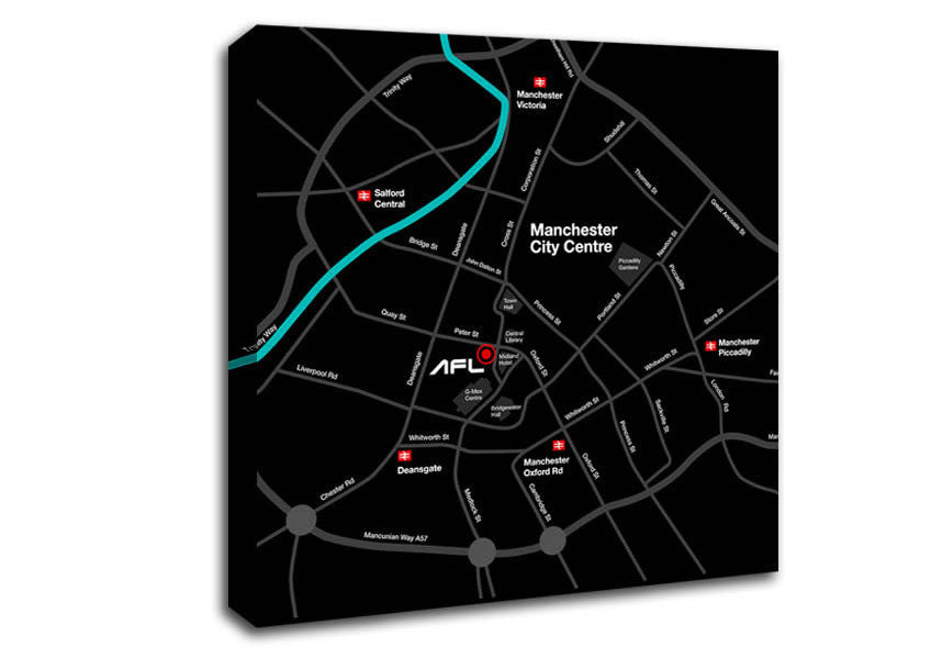 Manchester City Map Canvas Wall Art