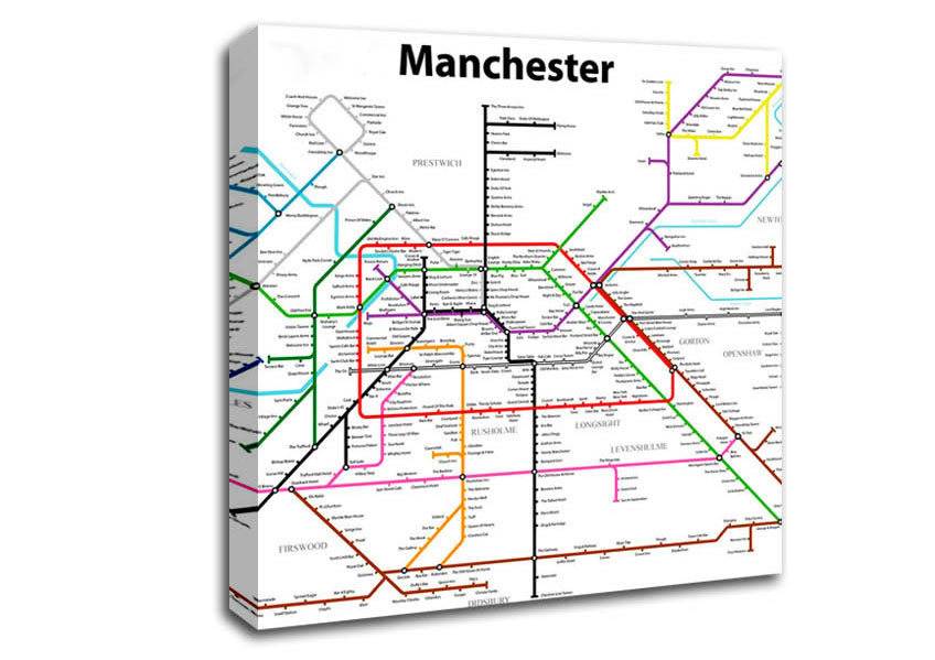 Manchester Pub Tube Map Canvas Wall Art