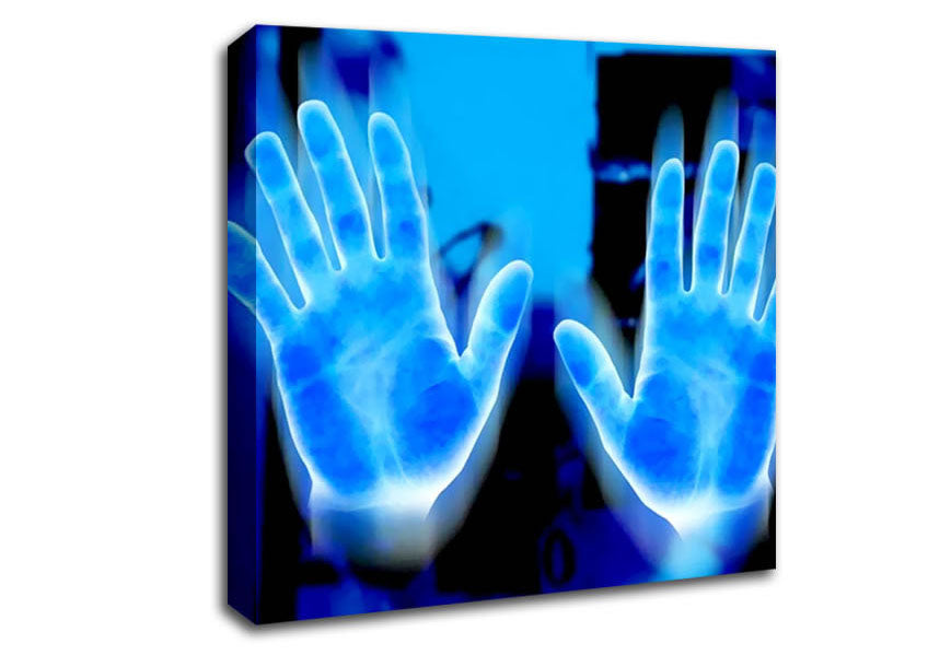 Vibrant Blue Hand Prints Canvas Wall Art