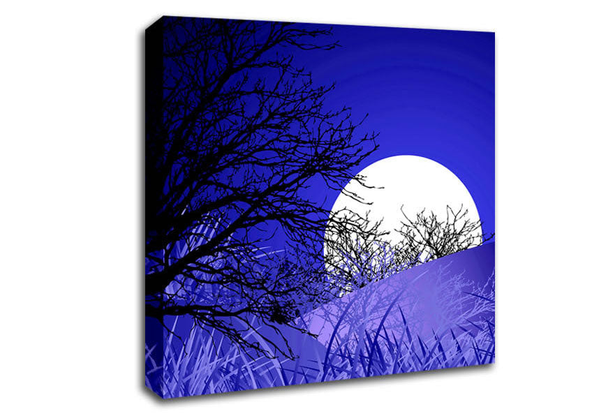 Purple Moonlit Landscape Canvas Wall Art