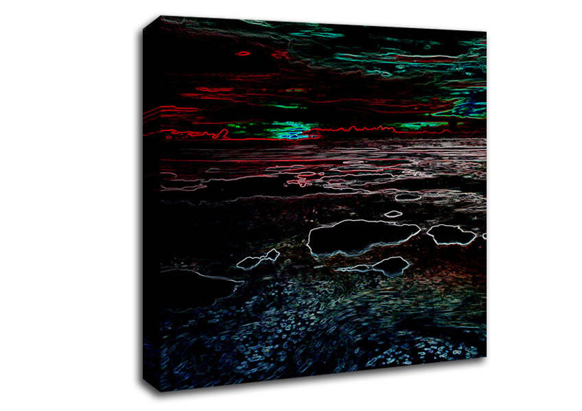 Abstract Neon Seascape Canvas Wall Art