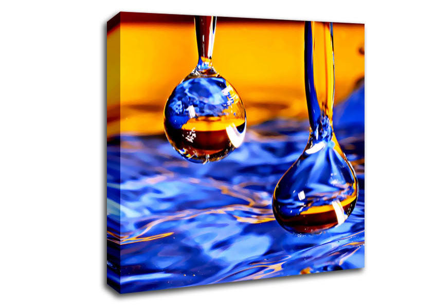 Duo Water Droplet Blue Orange Canvas Wall Art