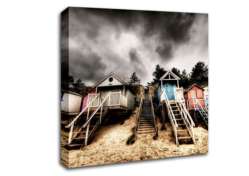 Beach Hut Storms Canvas Wall Art