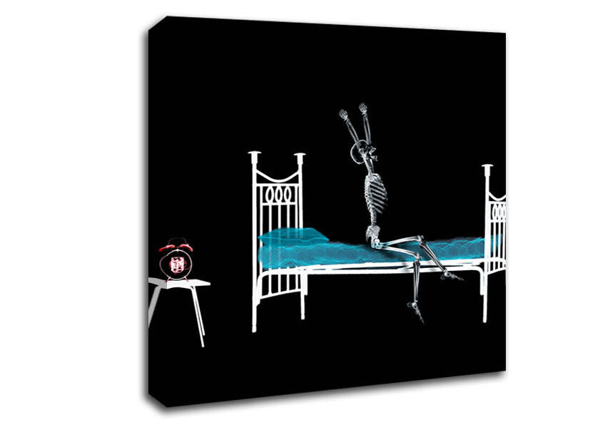 Skeleton Alarm Clock Canvas Wall Art