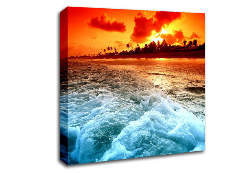 Tropical Beach Sunset Canvas Wall Art