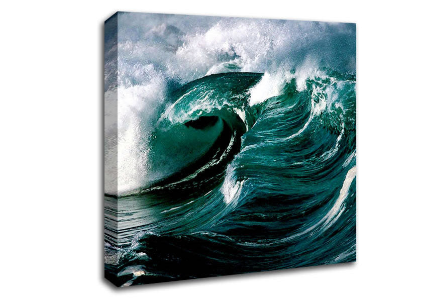 The Green Crashing Waves Canvas Wall Art