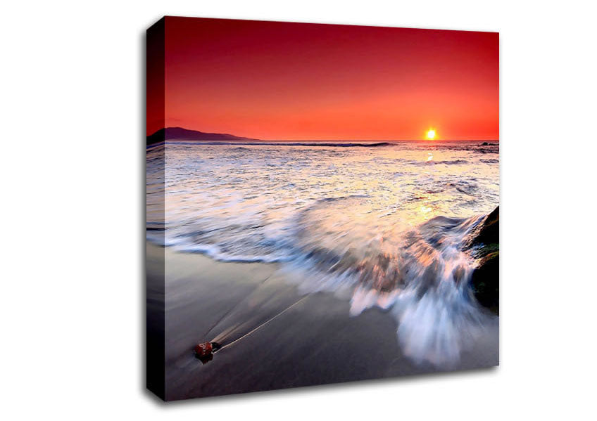 Red Sunset Ocean Swell Canvas Wall Art