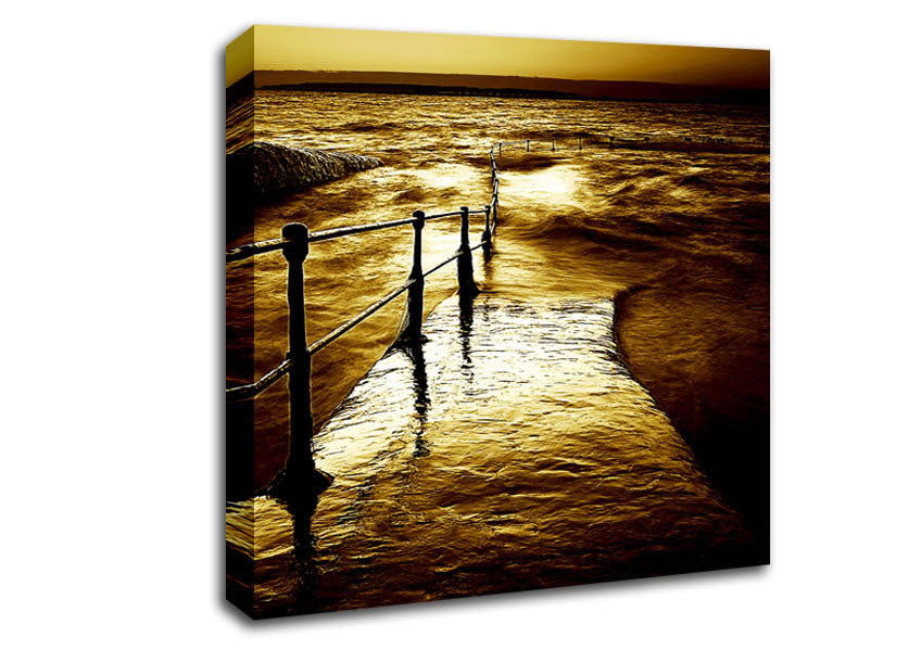 Stunning Brown Ocean Walkway Canvas Wall Art