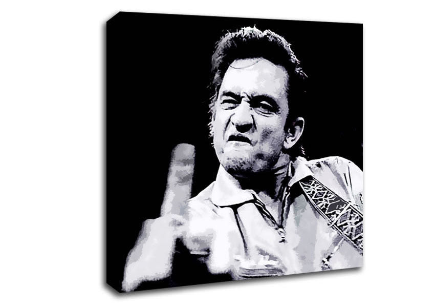 Johnny Cash Finger B n W Canvas Wall Art