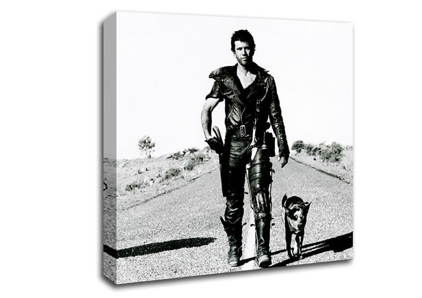 Mad Max Highway Walk With Dog B n W Canvas Wall Art