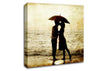 Romantic Love Couple In The Rain Canvas Wall Art
