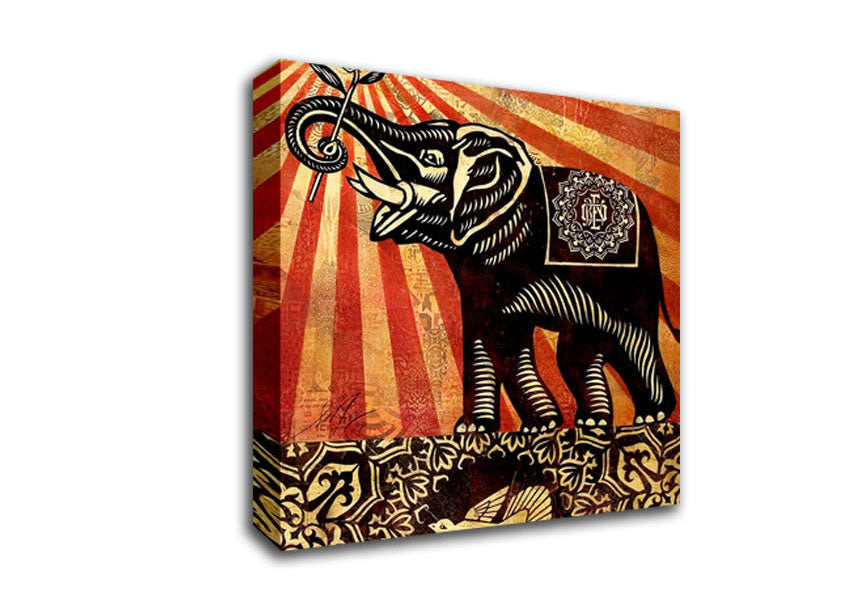 Elephant Sun Rays Canvas Wall Art