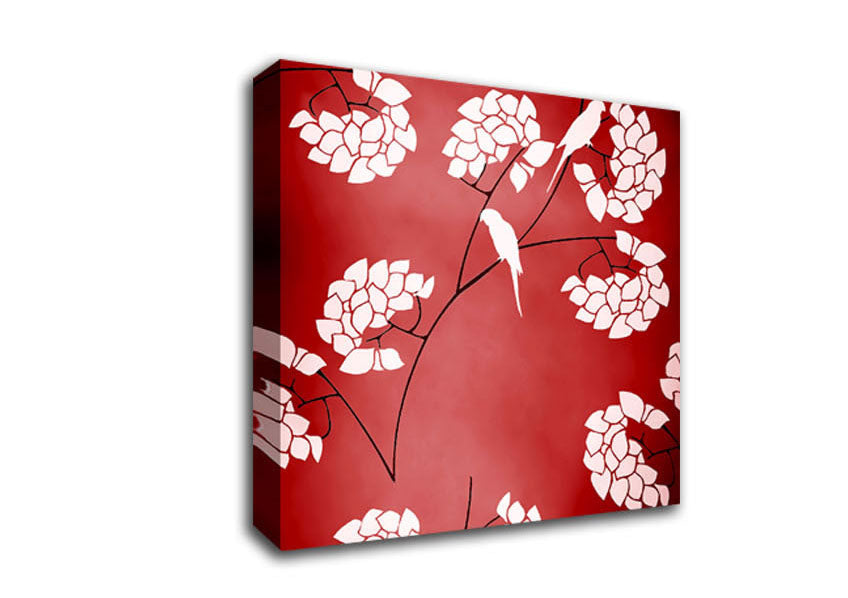 Cherrytree Birds Red Canvas Wall Art