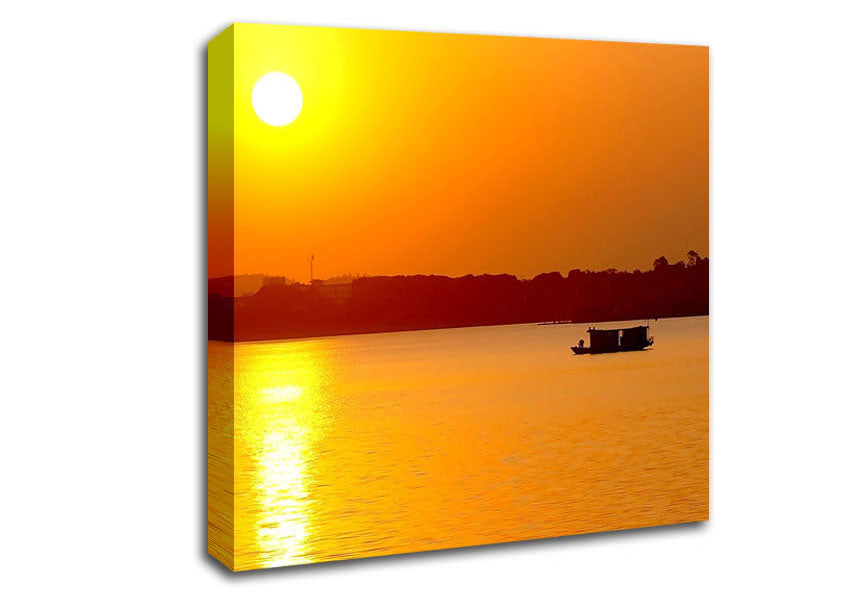 Beach Sunrise With The Fisherman Canvas Wall Art