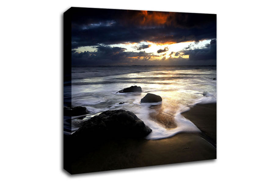 Beautiful Beach Ocean As Dawn Breaks Canvas Wall Art