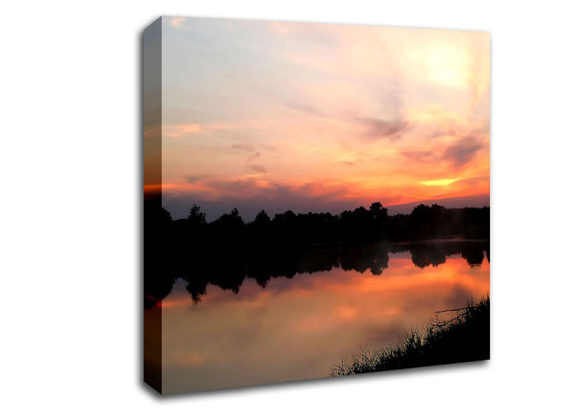 Sunset Tree Reflections Canvas Wall Art