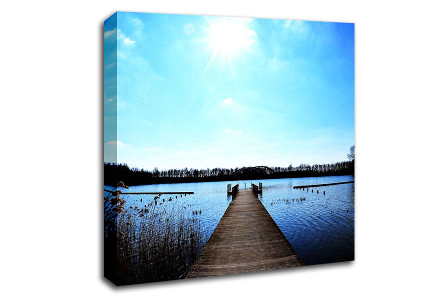 Pier Sparkle Sun Blue Canvas Wall Art