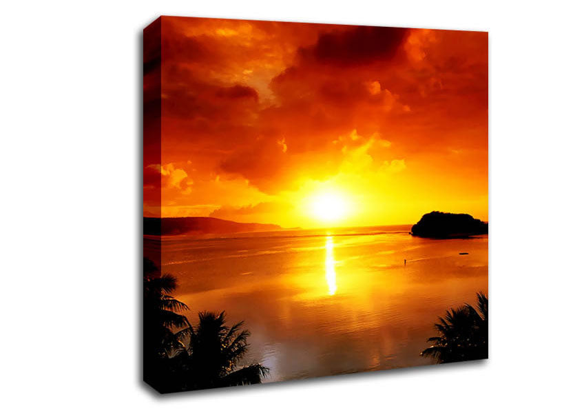 Orange Sunbeam Ocean Canvas Wall Art