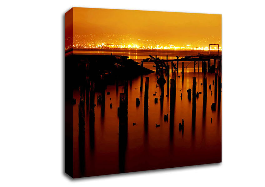 Golden Lake Horizon Canvas Wall Art