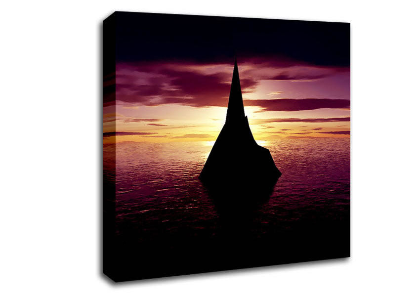 Ocean Sailboat At Dusk Canvas Wall Art