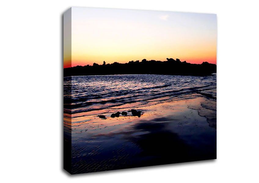 Sunset Behind The Ocean Rocks Canvas Wall Art